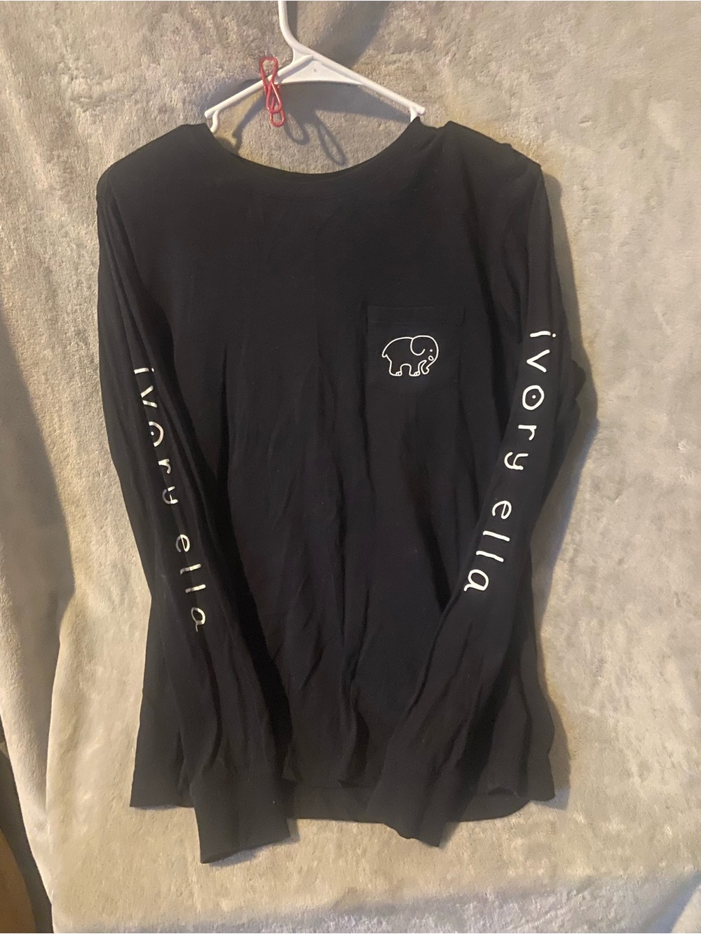 ivory ella Black Tee with White Elephant Logo